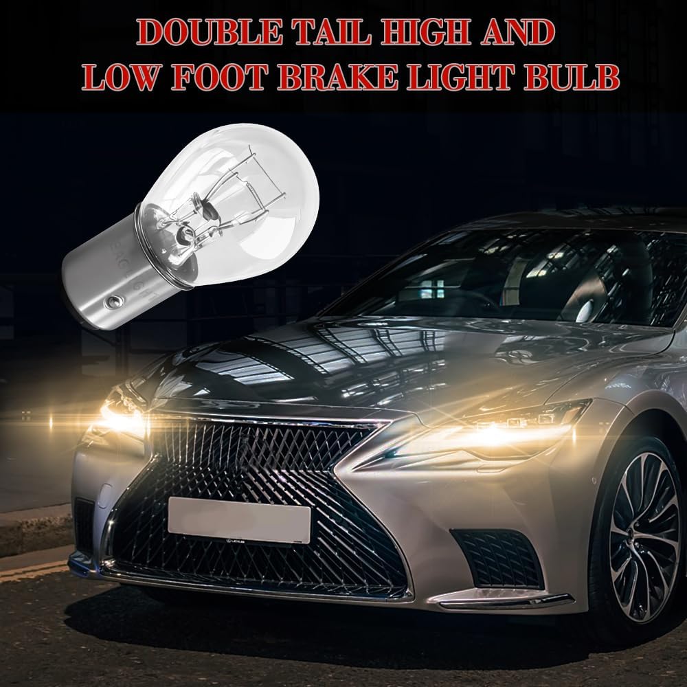 10PCS 1157 Bulb, S25 P21/5W BAY15D Double Tail High and Low Brake Light Bulb, Waterproof Housing Light Bulbs, Turn Signal Light Bulb Replacement for