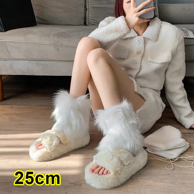 Furry Leg Warmers Y2K Goth White Faux Fur Leg Warmer Boot Covers Women Lady Cute Jk Knee-length Hipster Warm Sock Fashion Socks