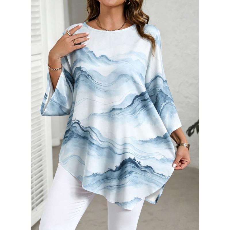 Plus Size Women's Printed Top / Casual Elegant Ladies Top