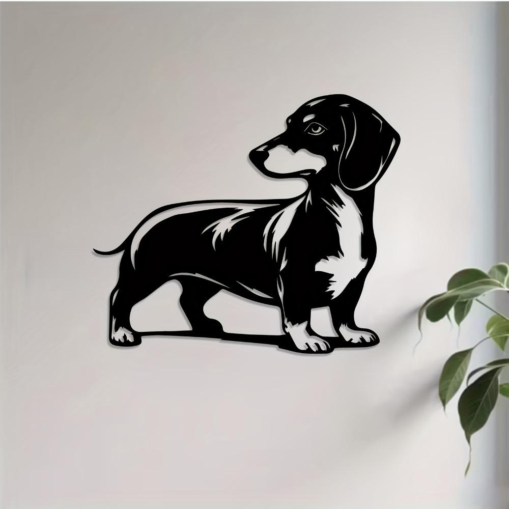 1pc Dachshund Metal Wall Art Sculpture, Modern Iron Dog Statue for Garden Fence Home Decor, Weatherproof Cute Pet Lovers Gift Christmas Easter