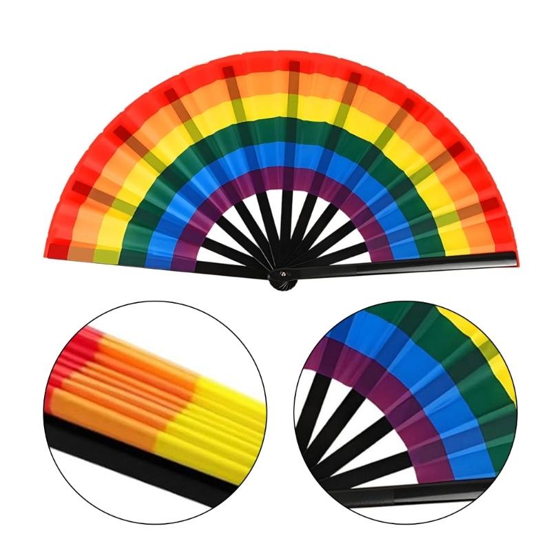 Regenbogen-Handfächer, Pride Faltbarer Handfächer, Bunter Lgbtq+ Handfächer, Kunststoff-Faltfächer für Musikfestival Event Party