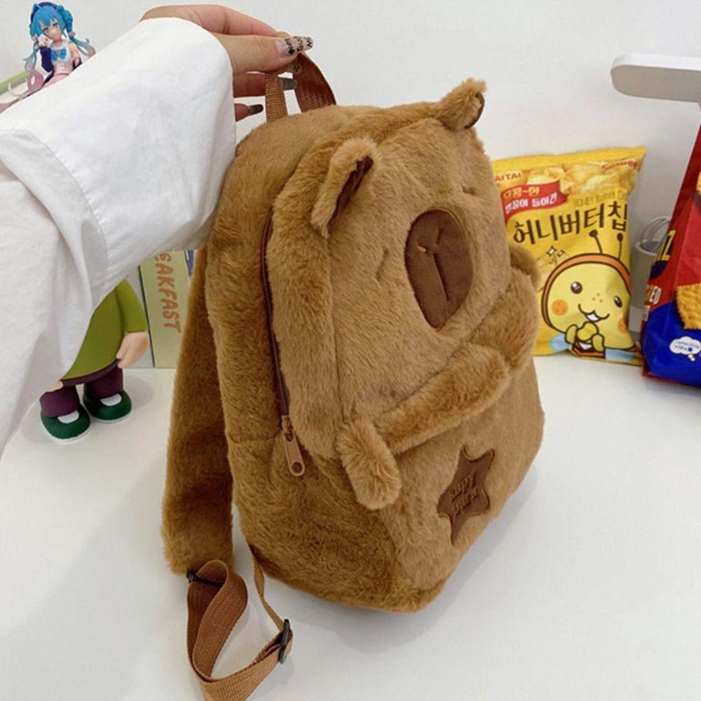 Animal Cartoon Capybara Plush Backpack Large Capacity Capybara Plush Bag Couple