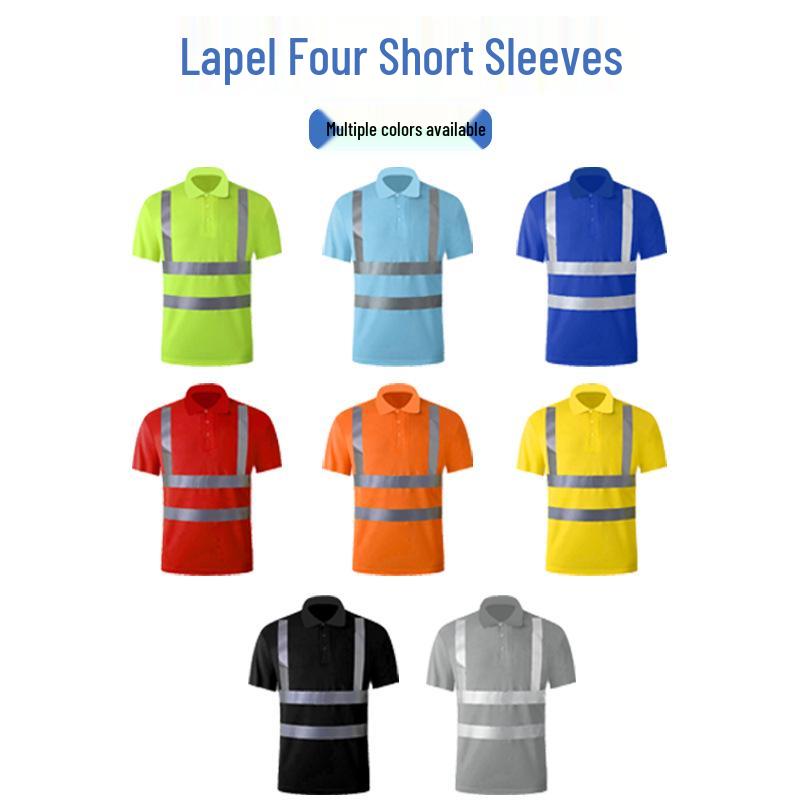 Reflective Fluorescent Yellow Quick-Dry T-Shirt for Road Construction Work.