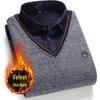 Men's Fleece-Lined Two-Piece Shirt Collar Sweater for Middle-Aged & Elderly