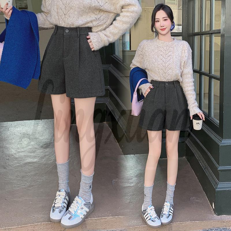 Wool High Waist Wide Leg A-line Pants & Shorts for Women - 2026 Autumn/Winter