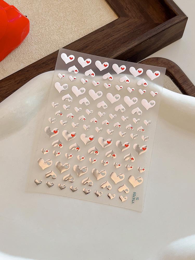 YITU Heart Nail Stickers YT4709: Exquisite, Solid Color, Adhesive-Backed Nail Art