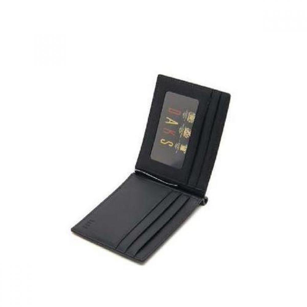 Daks Black Leather Dd Logo Classic Money Clip