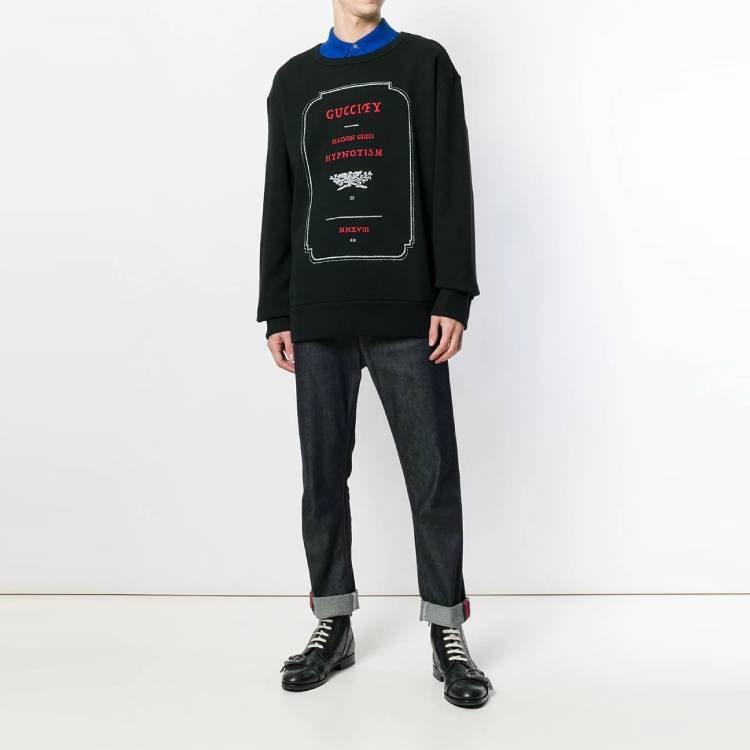 GUCCI Sweatshirts Men's Black Crew Neck Moderate Regular 475532-X3N46-1082