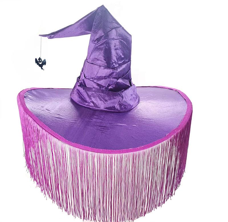 

1pc Fashionable Witch Hat with Tassel Design - Unique Halloween and Christmas Costume Accessory for Men, Perfect for Stage Perfo