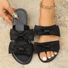 One-word Bow Flat-bottomed Slippers Women's Summer Casual Wear Beach Cool Slippers Women