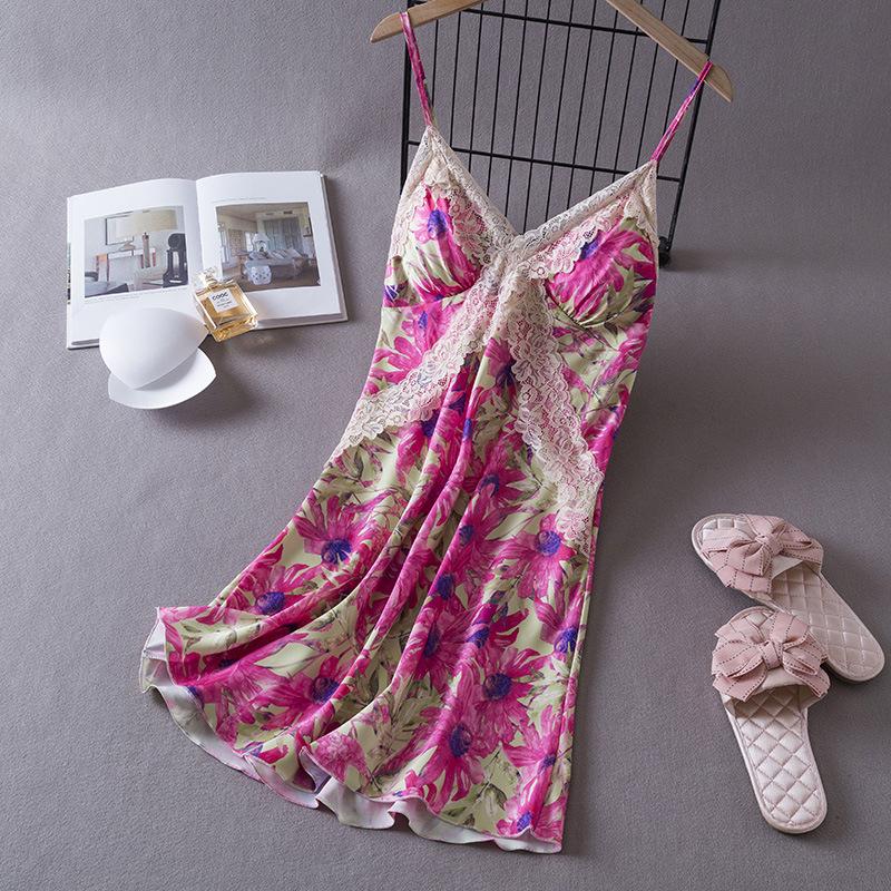 New sexy pajamas women's summer ice silk nightdress suspender shorts loungewear two-piece suit thin Internet celebrity live broadcast