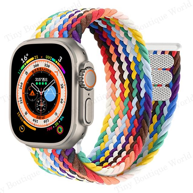 Braided Solo Loop Strap For Apple Watch Ultra 49mm 44mm 45mm 40mm 41mm 42mm Correa Bracelet iWatch Series 8 7 SE 6 5 4 3 Strap