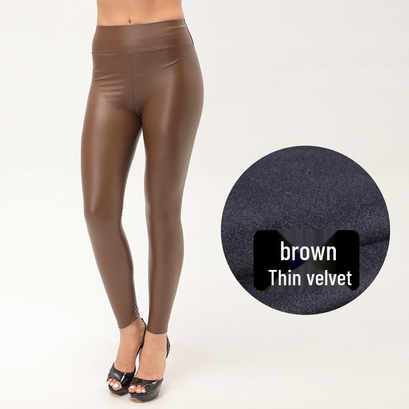 2024 Autumn/Winter Women's High-Waist PU Leather Slimming Pants
