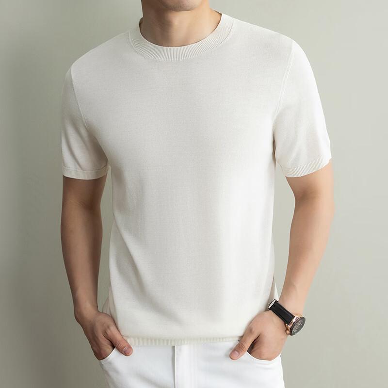 IMAGINEX Men's Business Casual Lyocell Linen Knit Short Sleeve T-Shirt IM26C124