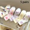 10 Pairs of WOMEN'S Cotton Socks, Casual Breathable Short Socks, and Girls' Cartoon Bear Low Cut Ankle Boat Socks