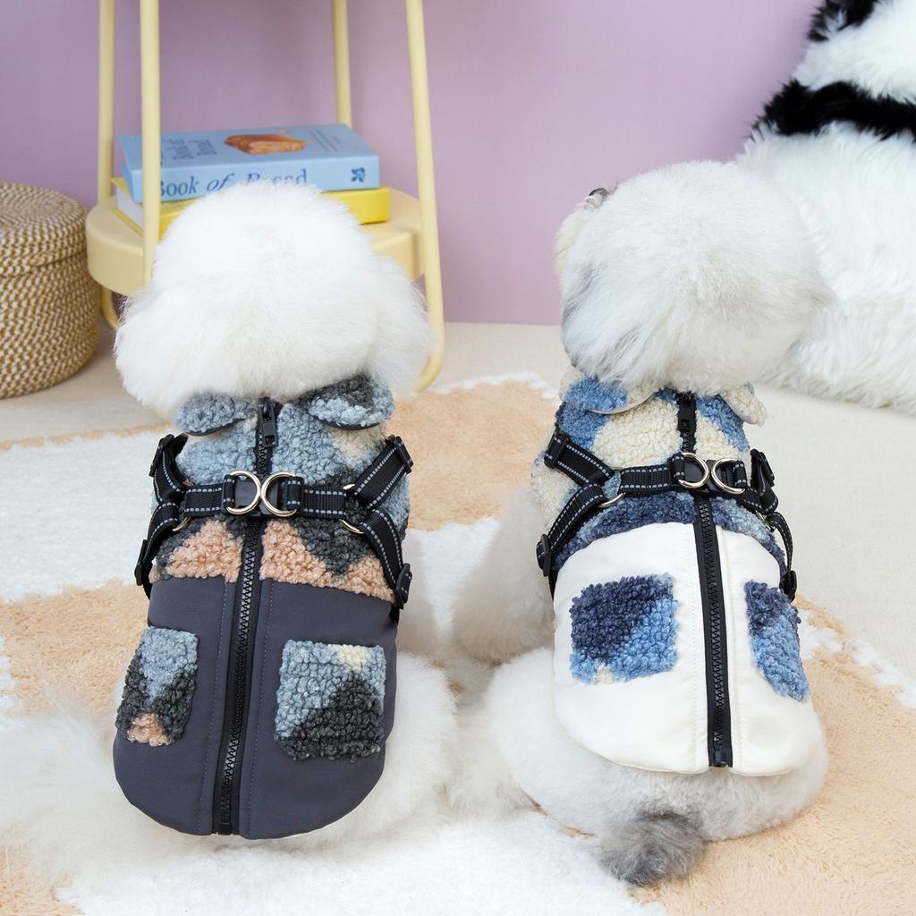 Pet Dog Clothes Chest Strap Leash Cotton Coat