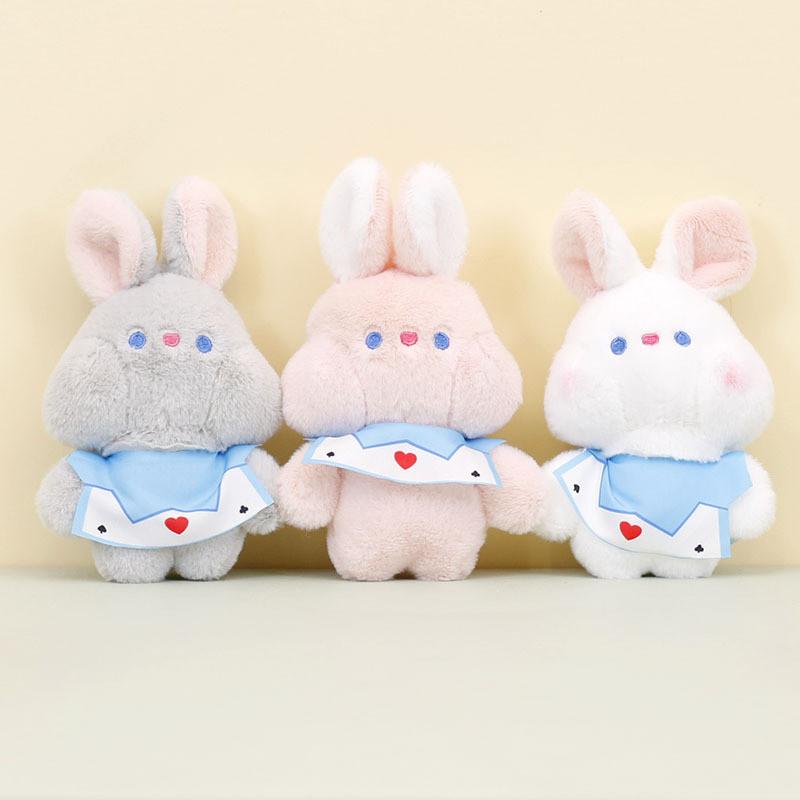Cute Plush Rabbit Keychain Soft Fluffy Bunny Toy Pink White Gray Adorable Gift