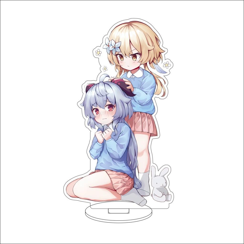 16CM Anime Genshin Impact Cosplay Acrylic Stand Ornaments  Ganyu Figure Stand Halloween Gifts