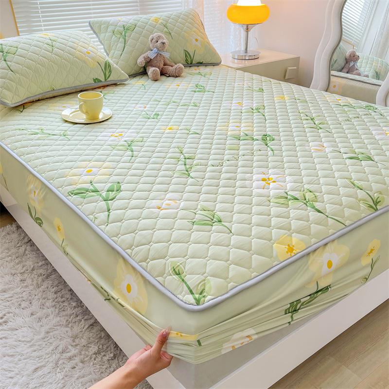 Maternal and Baby Grade Cotton Padded Bed Sheet, Skin Friendly Matte Print, Thickened Simmons Mattress, All Inclusive Protective Cover