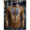 Men's Luxury Long Sleeved Shirt, Baroque Gold Floral 3D Printed Shirt, Casual and Comfortable, Men's Formal Dress Shirt