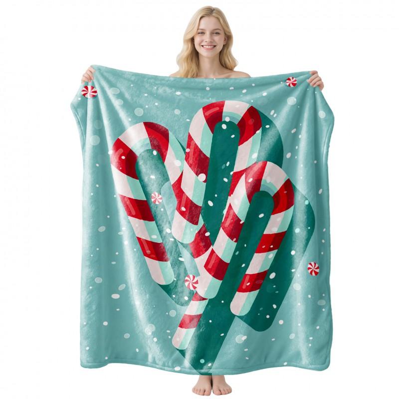 Christmas Themed Flannel Fleece Blanket Nap Throw Customizable Home Use