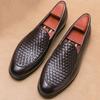 New Italy Designer Knit Pattern Leather Driving Shoes For Men Dress Evening Wedding Office Footwear Prom Sapato Social Masculino