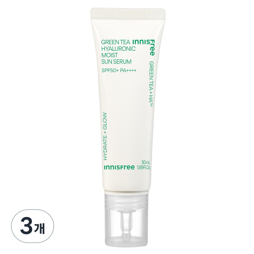 

Innisfree Green Tea Hyaluronic Acid Moisture Sun Serum SPF50+ PA++++, 50 мл, 3 шт.