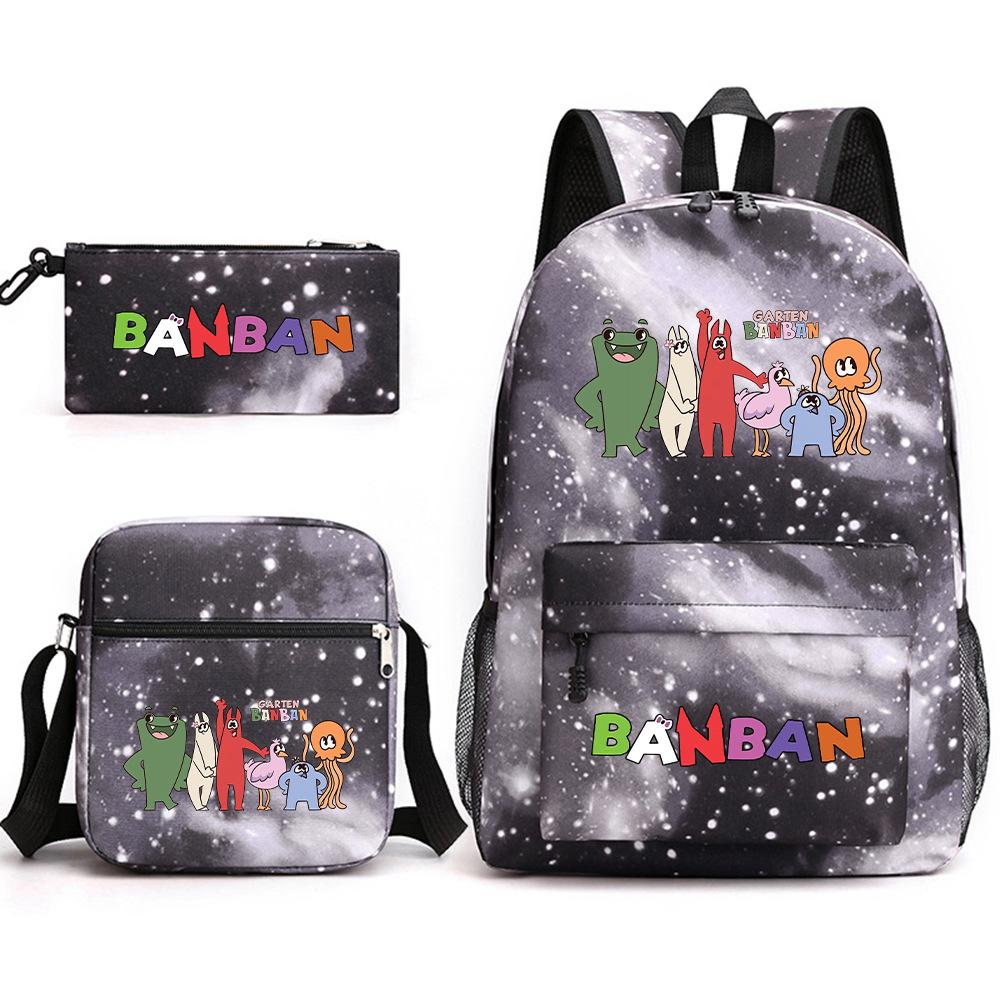 Three-piece Foreign Trade Schoolbag Casual Canvas Backpack Male and Female Students Backpack Printing