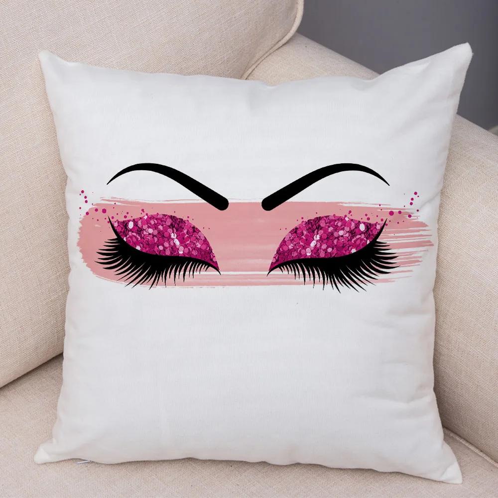 Home Decor Sexy Women Eyelash Pillow Cover Sofa Car Cartoon Eyes Print Cushion Cover Pillow Cover Funda De Almohada