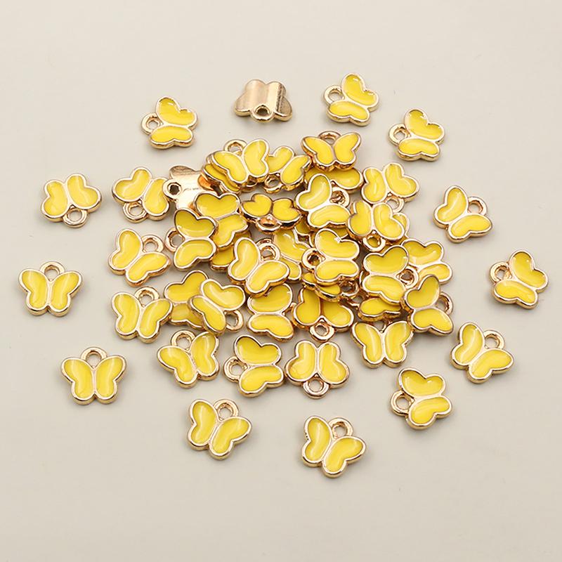50Pcs 8x8.5mm Small Alloy Butterfly Charms Pendants Multi Colors For DIY Bracelet Necklaces Jewelry Making Accessories