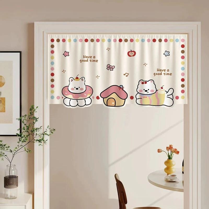 1Pc Animal Cartoon Self-Adhesive Door Curtain Privacy Partition For Bedrooms Living Rooms Bathrooms - No Perforations Needed
