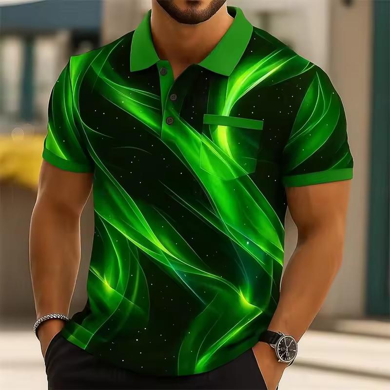 Men's Polo Shirt Golf Shirt Color Blocked Landscape Pattern Printed Geometric Outdoor Fashion Short Sleeve Casual