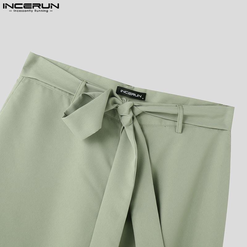 INCERUN 2PC Men Sleeveless Bandage Tank Tops and Long Casual Pants Two Pieces Sets