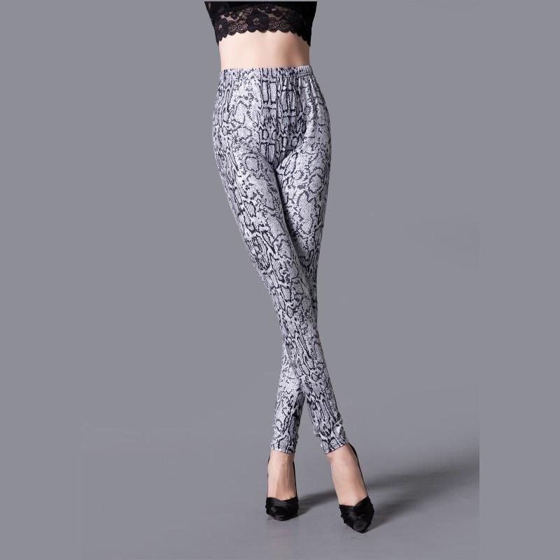 Skinny legíny s potiskem hadí kůže Leopard Slim kotníkové kalhoty jedné velikosti