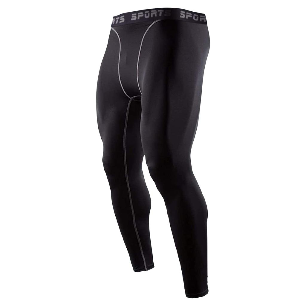sillictor Power Stretch Long Underwear Compression Tights Protection Moisture Wicking Quick Black Men's [UV + + Drying]