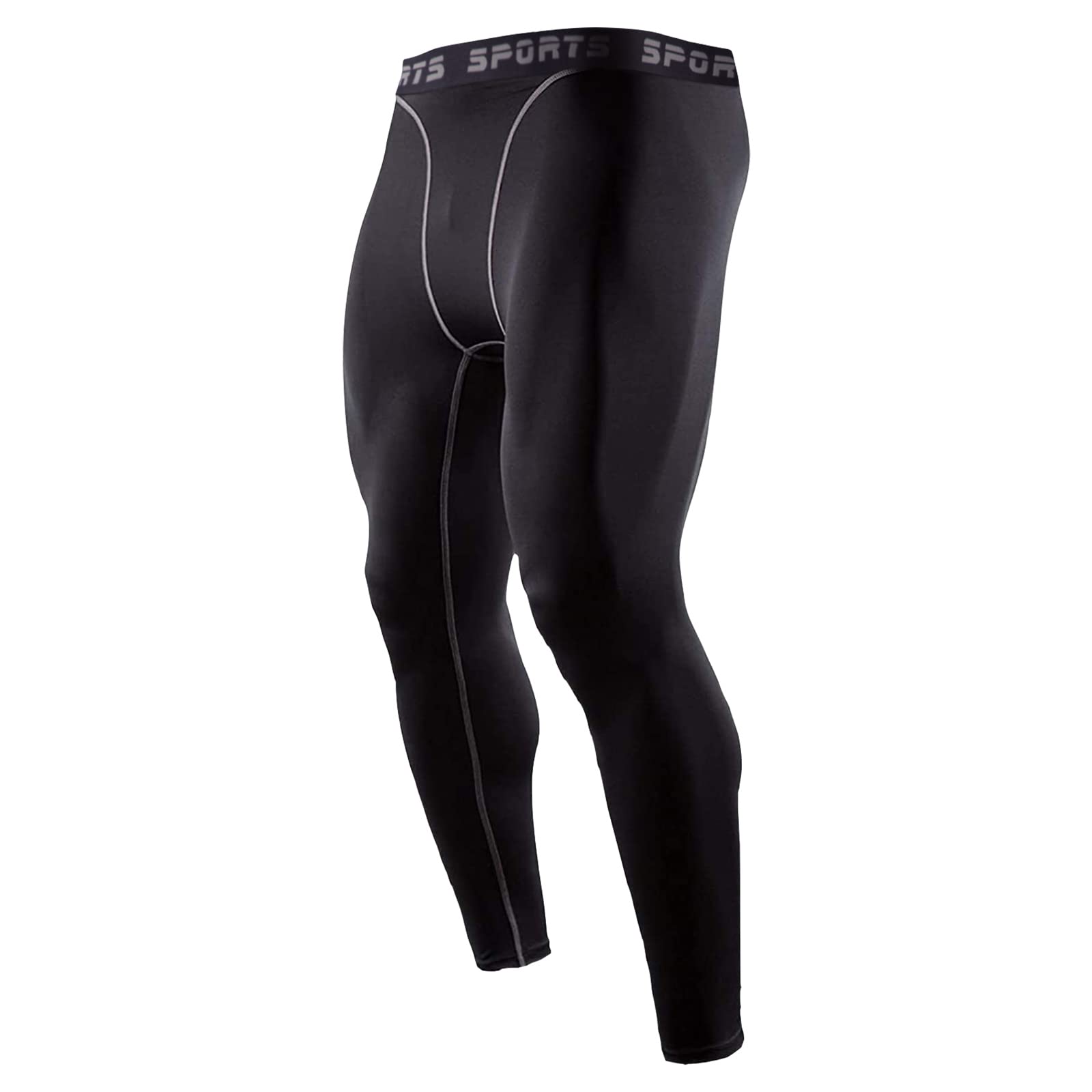 

sillictor Sports Tights Men s Power Stretch Long Underwear Compression Tights [UV Protection + Sweat Absorbent Quick Drying] Black