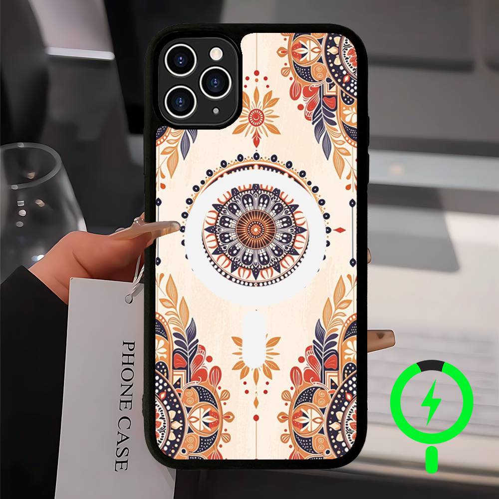 

Mandala Painting For Magesafe Magnetic Wireless Phone Case For iPhone 17 Pro Max Air 13 12 Mini 16 15 14 11 iPhone 17pro max
