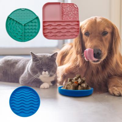 Tapis à lécher pour animaux de compagnie Assiette Tapis à lécher antidérapant pour chat et chien Sous-format Bol à nourriture lente pour animaux de compagnie Silicone anti-étouffement Tapis à lécher pour animaux de compagnie