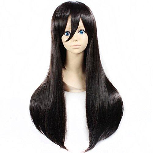 

Парик для косплея CaseEden, длинный, прямой, 60 см, черный, включает 2 сетки для парика