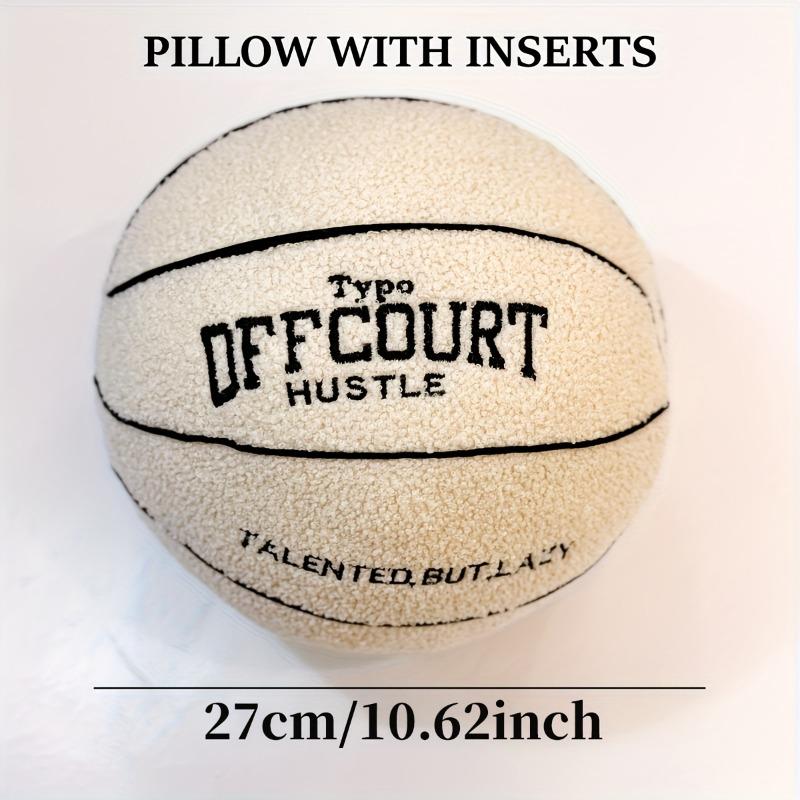 

1pcs Teddy Plush Basketball Shape Pillow with Letter Embroidery PP Cotton Filled Novelty Cushion for Sports Decor Gift for Fans белый