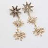 Long Alloy Studs Earrings Pendant Earrings Featuring Sunflower Design and Pearls Suitable for Trendy Ladies Present