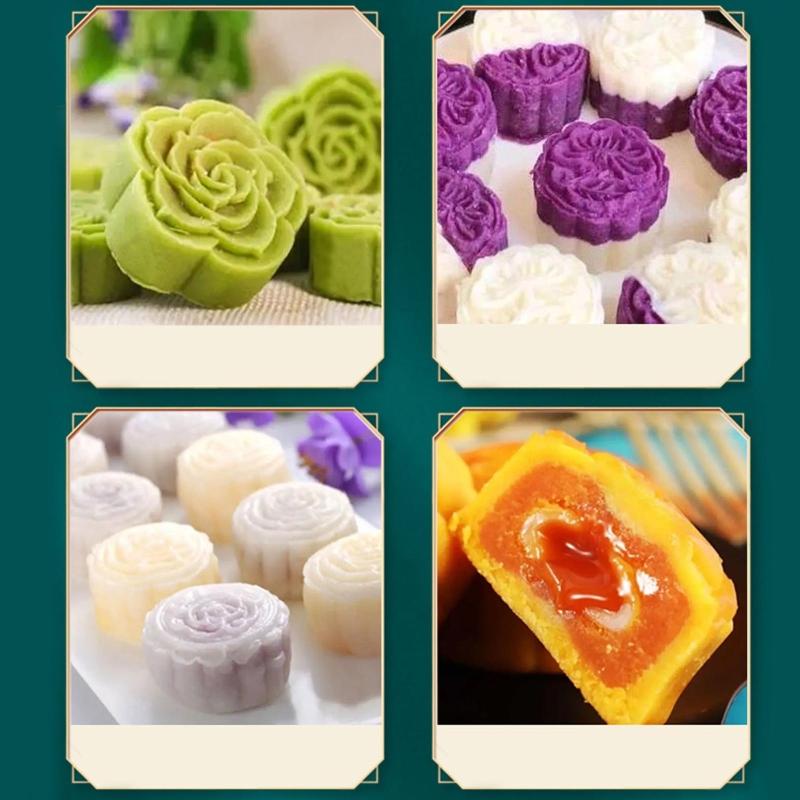 100g Moon Cake Moulds Lotus & Carp Shaped Hand Pressure Mooncake Decorating Gadget for Kitchen Mid-Autum Baking Mooncake