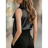 Womens Red Sleeveless Satin Blouse With Bow Neck Detail Elegant Formal Casual Top