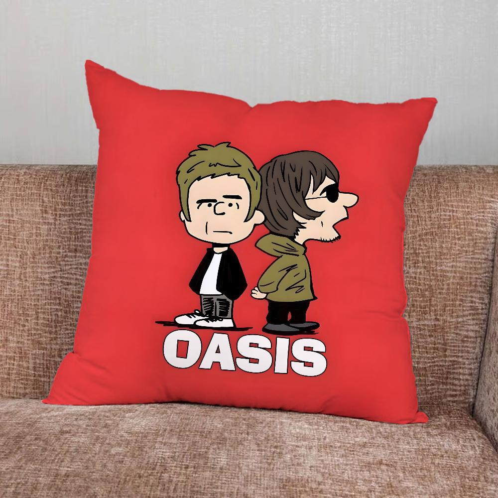 Music O-Oasis Band Pillow Case For Home Bedroom Car Office Decoration Living Room Sofa Cushion Cover Suitable