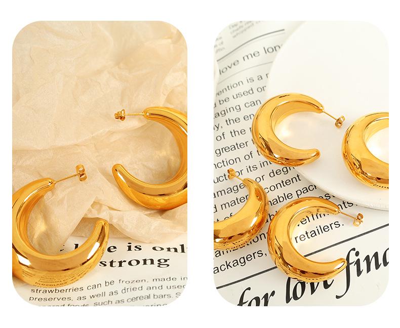French Minimalist C-Shaped Crescent Earrings - Versatile, High-End Design for Women