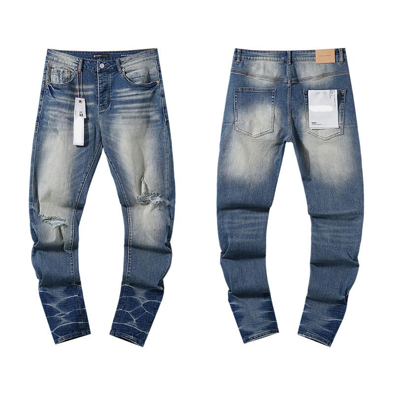 European and American Purple Slim Men's Trendy Light Luxury Elastic Jeans