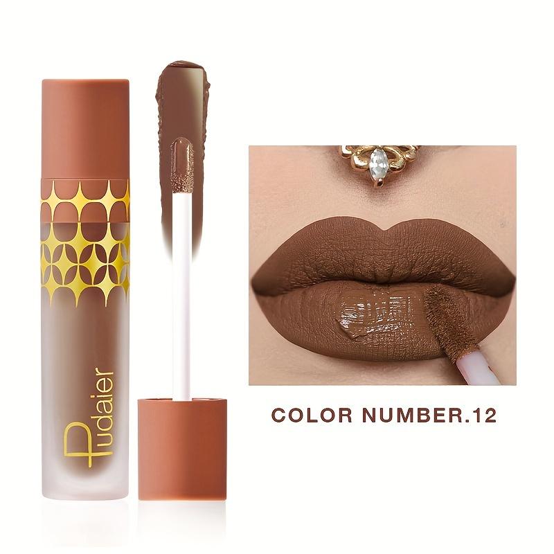 

24 цвета высокопигментированная матовая глазурь для губ - стойкая, устойчивая к размазыванию жидкая помада красно-коричневых тонов для вечернего макияжа губ 12#