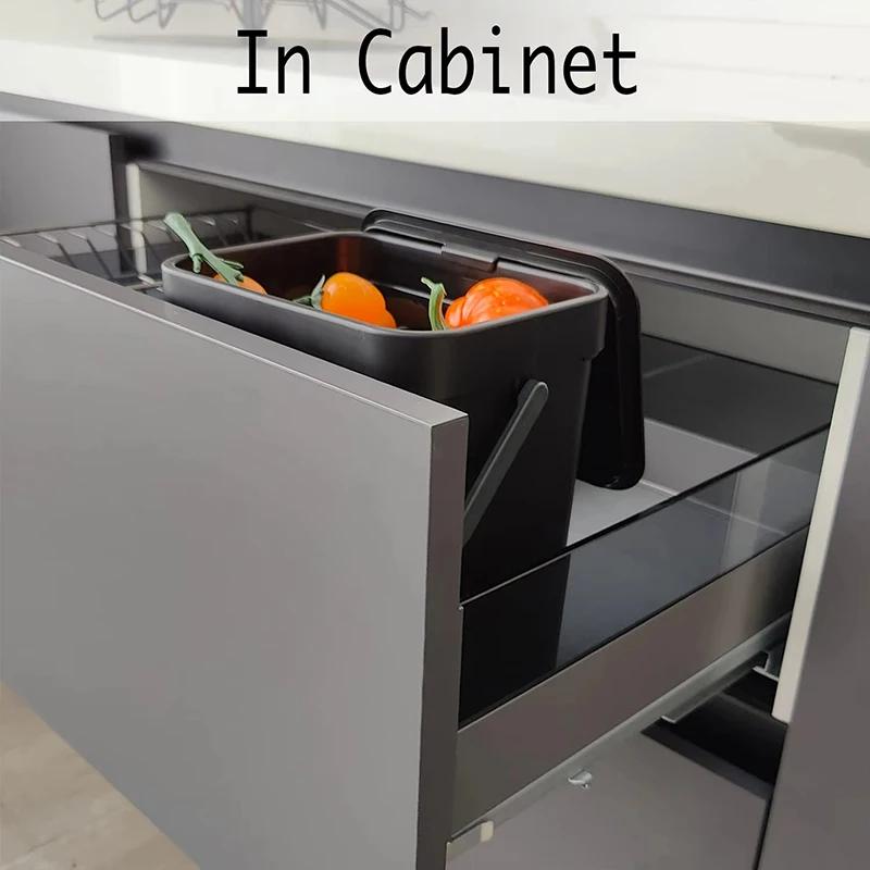 Portable Small Plastic Trash Can for Kitchen,Hanging Trash Can with Lid Under Sink Food Waste Bin Mountable Garbage Can Bathroom