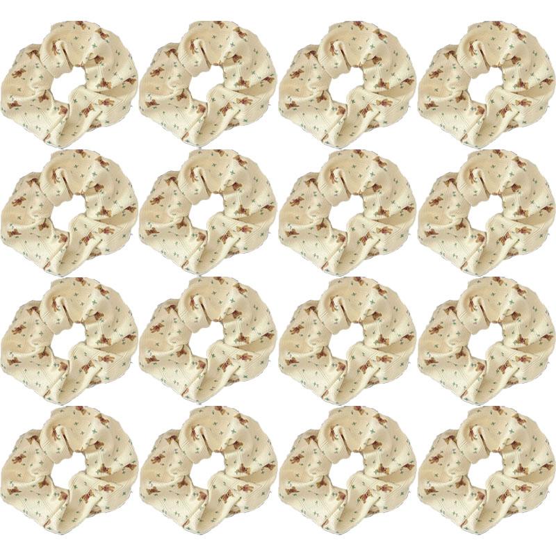 Retro American Bear Hair Ring Women Floral Bow High Elastic Scrunchie Simple Hair Accessories