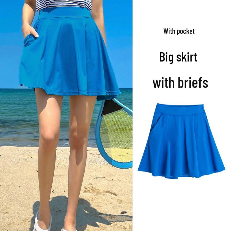 Women s Quick-Dry Skirted Boyleg Swimsuit: Sporty Two-Piece Anti-Exposure Design for Surfing & Hot Springs